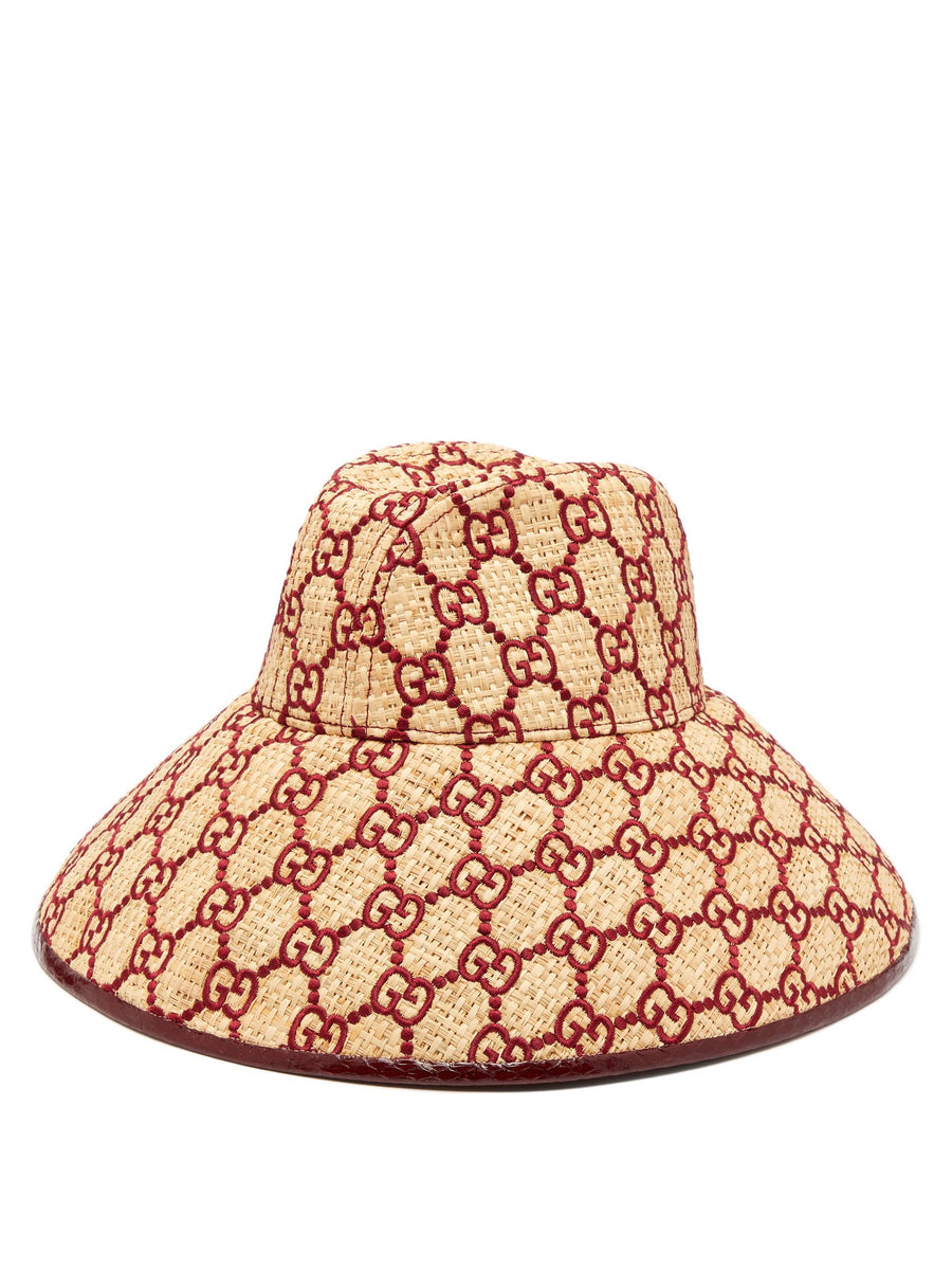 GUCCI Woven Straw Bucket Hat, Size M, Neutral, Straw