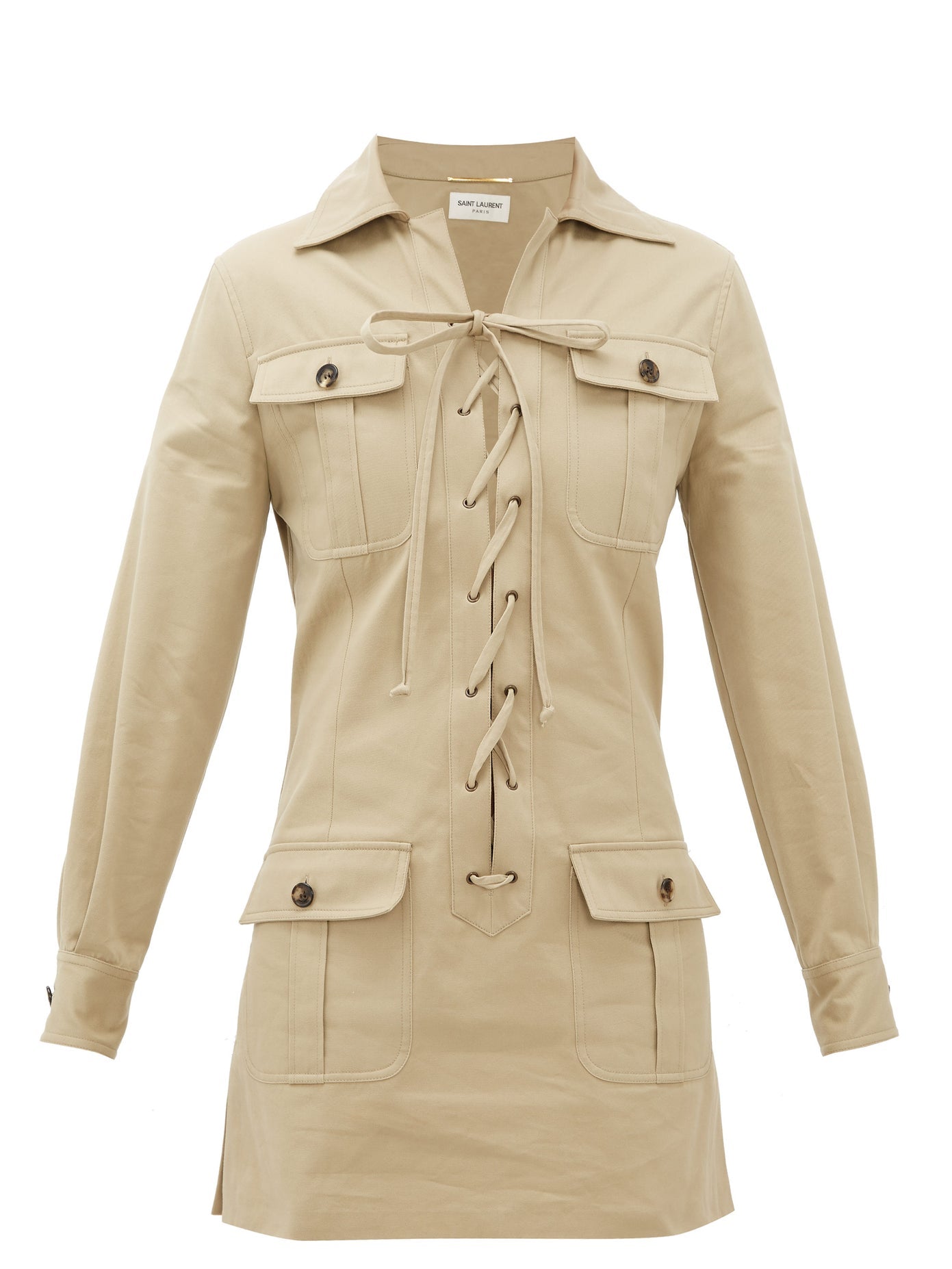 Safari cotton-gabardine mini dress – LangShop Safari cotton-gabardine mini dress – LangShop