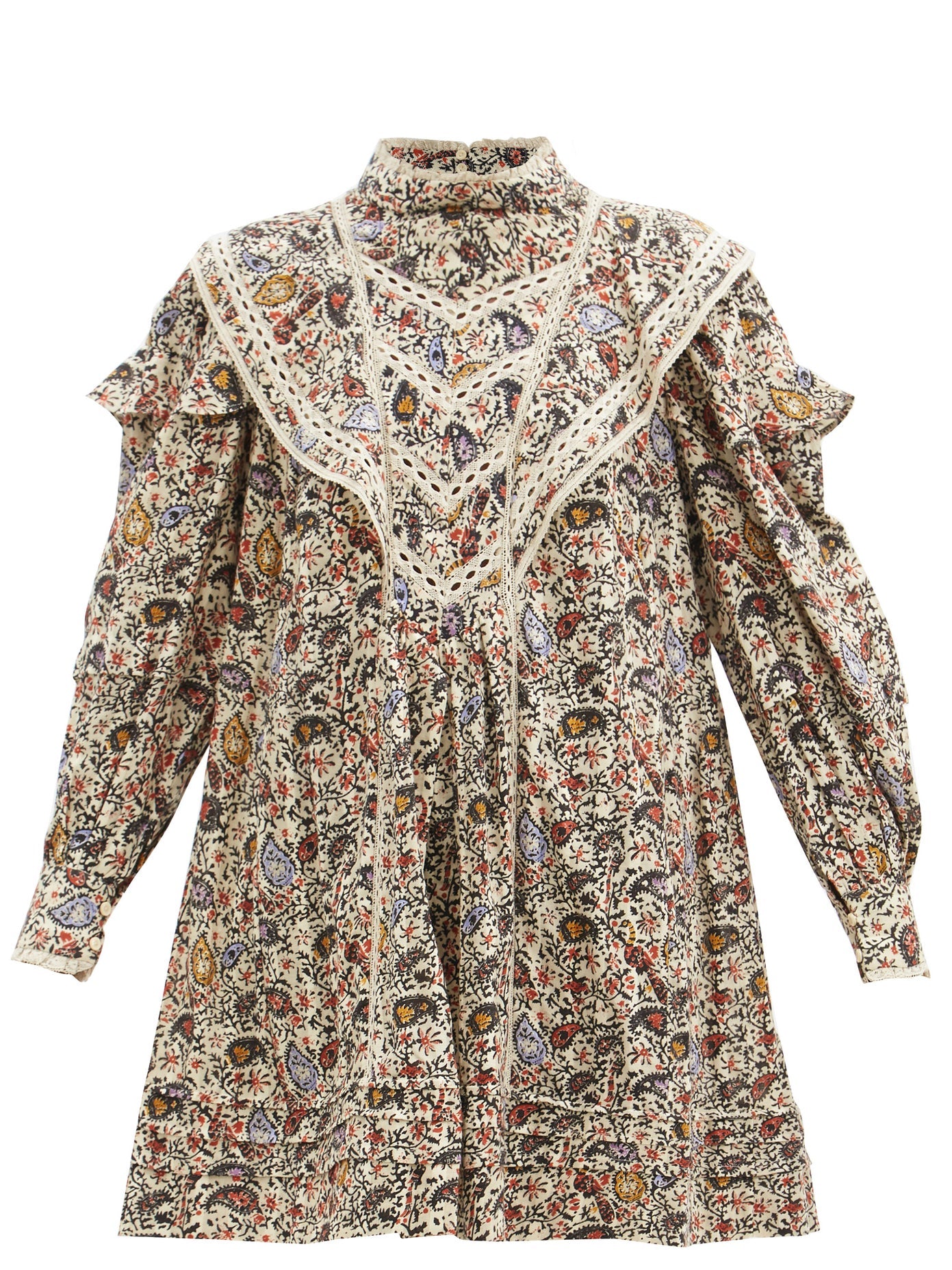 Rebel lace-trimmed paisley-print cotton mini dress – LangShop