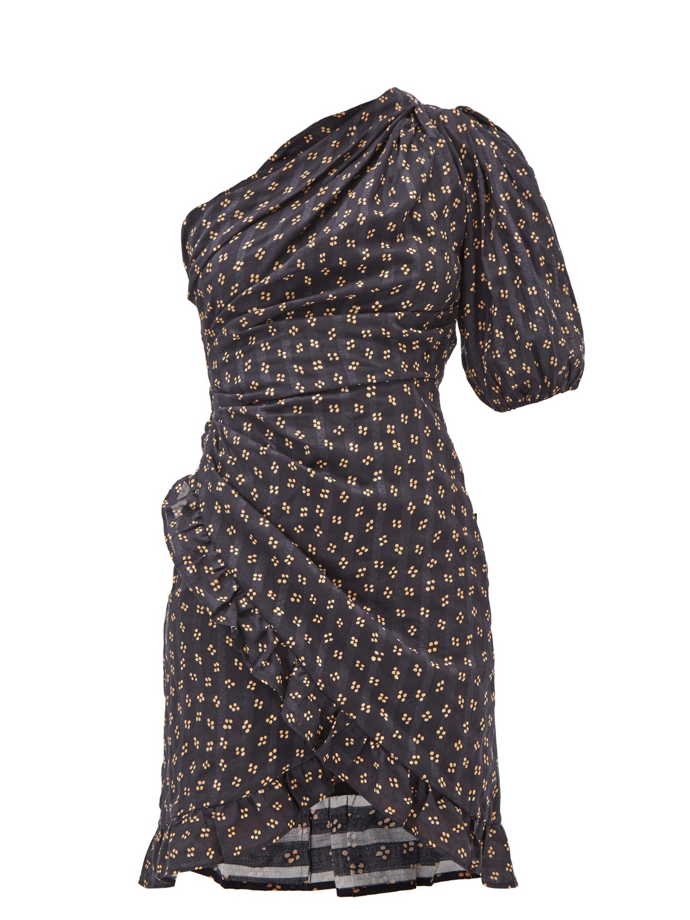 isabel marant etoile esther one shoulder dress Isabel Marant Etoile Esther Floral Printed One Shoulder Cotton Mini Dress XS 34